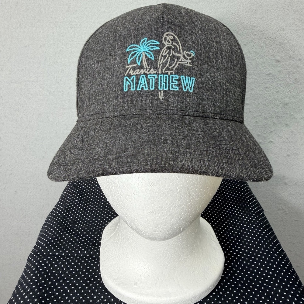 Travis Mathew Flexfit Hat S/M Gray Snapback Golf Cap Waialoa Hawaii Logo